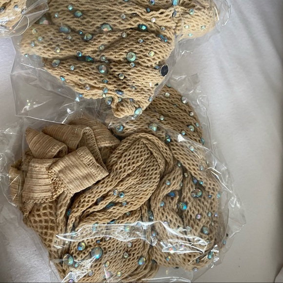 New Rhinestone Fishnet Tights Pantyhose BLACK - Picture 7 of 9